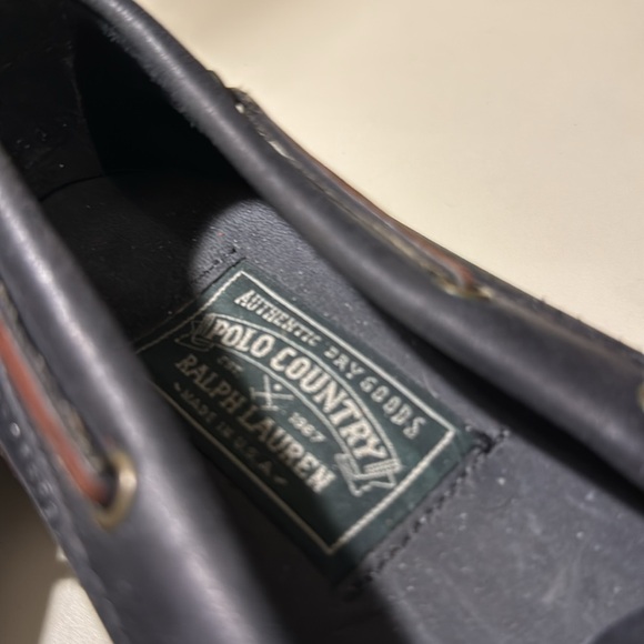 Ralph Lauren “Polo Country” black boat shoe Sz 10 - Picture 2 of 8